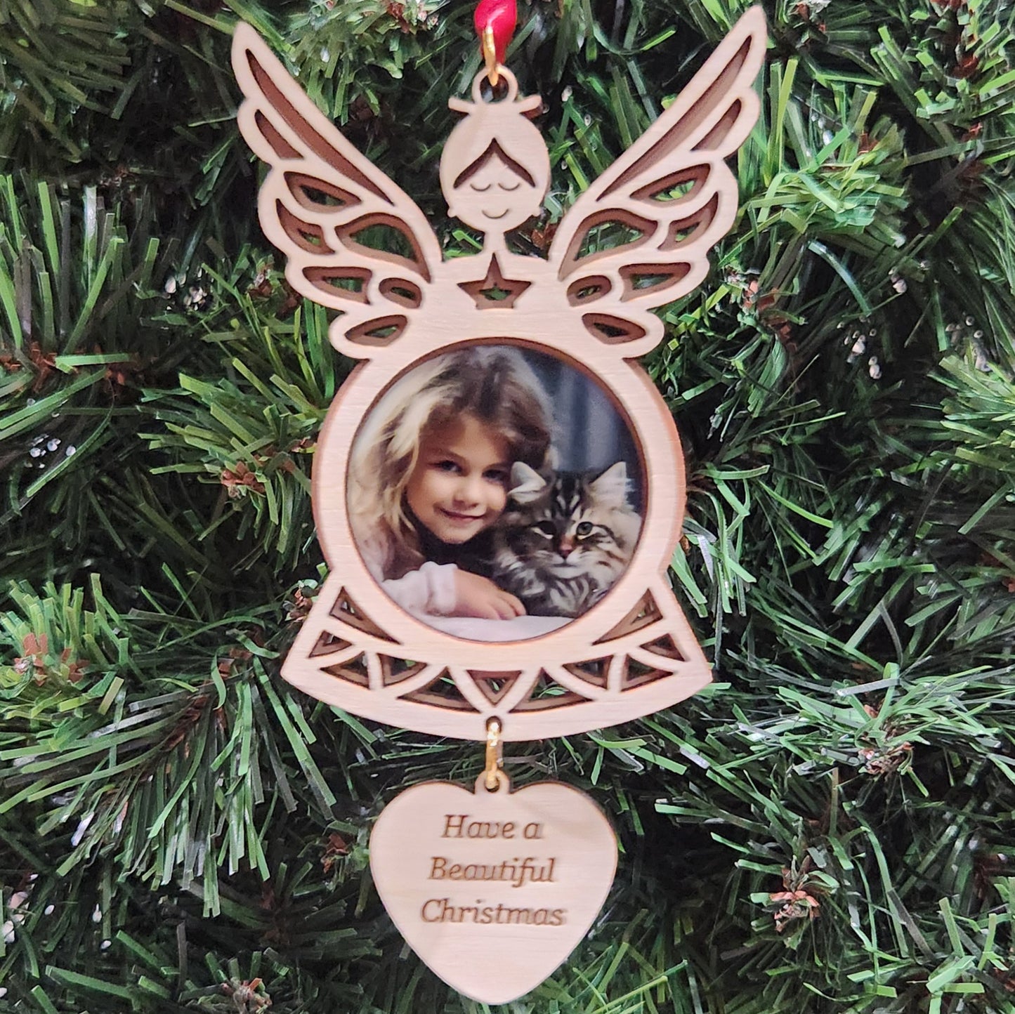 Photo Angel Maple Ornament 5" / Maple
