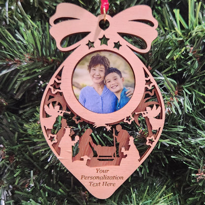 Photo Nativity Cherry Ornament 4.75" / Cherry