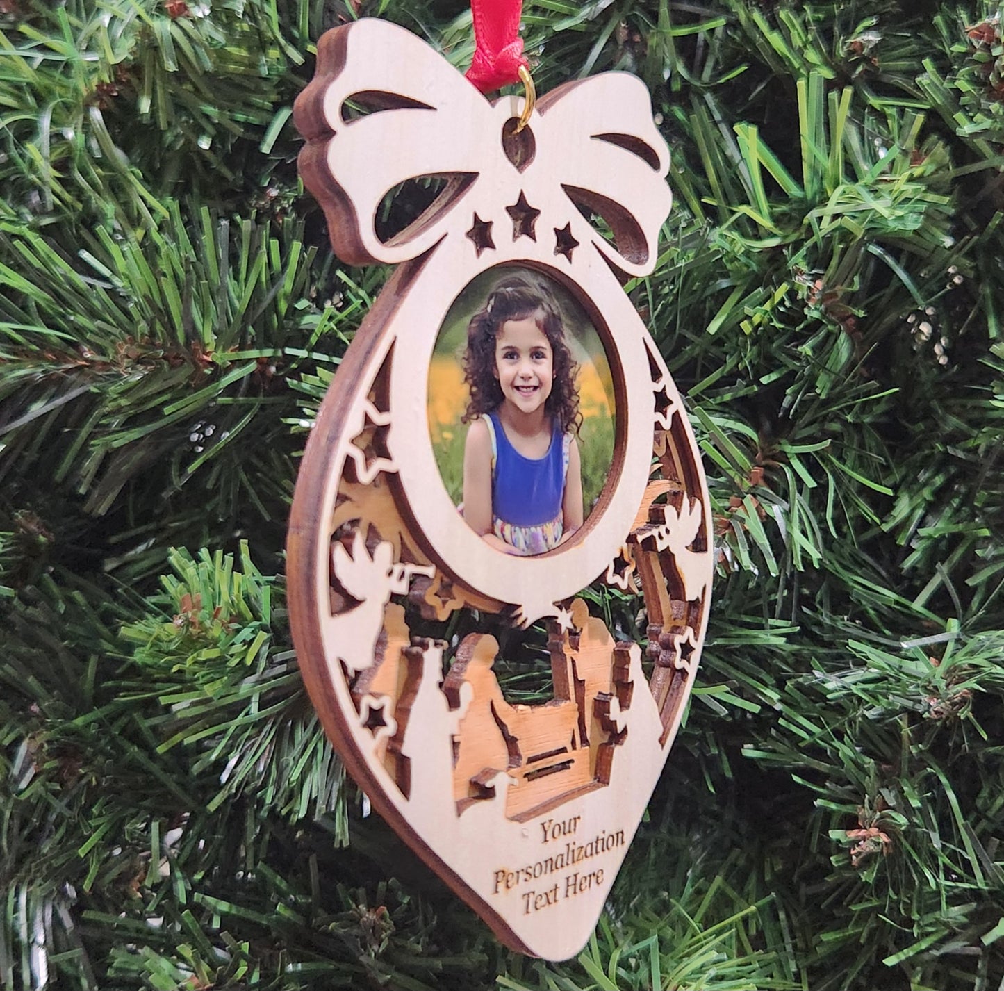 Photo Nativity Maple Ornament 4.75" / Maple