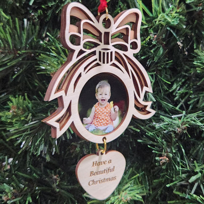 Photo Ribbon Maple Ornament 4.75" / Maple