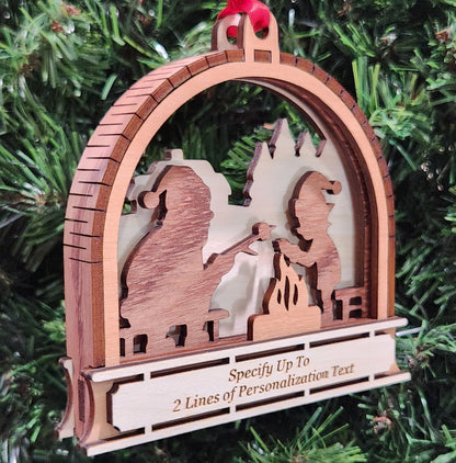 Wood 3D Campfire Ornament 4.25" / Wood