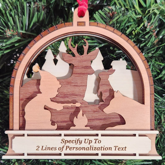Wood 3D Camping Ornament 4.25" / Wood