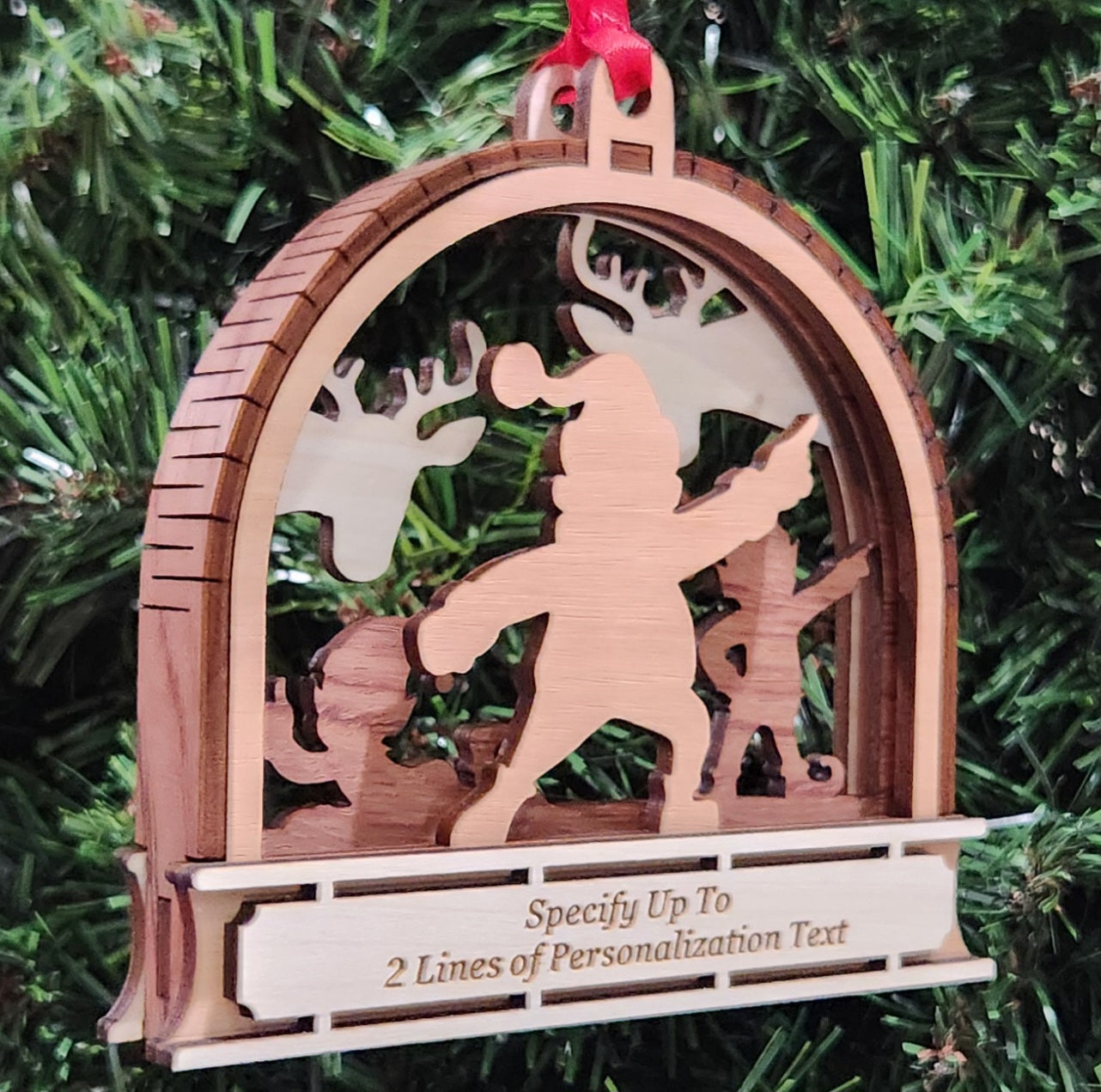 Wood 3D Dancing Santa Ornament 4.25" / Wood