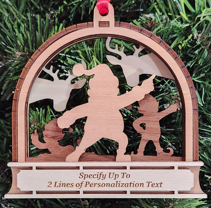 Wood 3D Dancing Santa Ornament 4.25" / Wood
