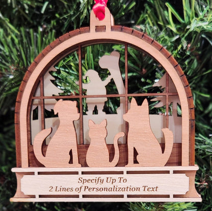 Wood 3D Dogs and Cat Ornament 4.25" / Wood