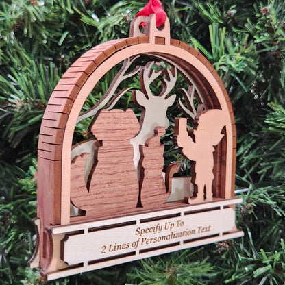 Wood 3D Elf Photographer Ornament 4.25" / Wood