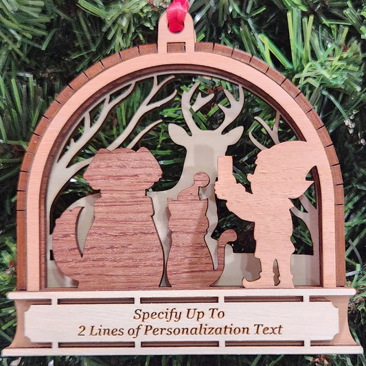 Wood 3D Elf Photographer Ornament 4.25" / Wood