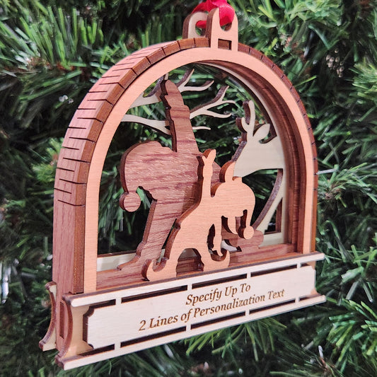 Wood 3D Exercising Santa Ornament 4.25" / Wood