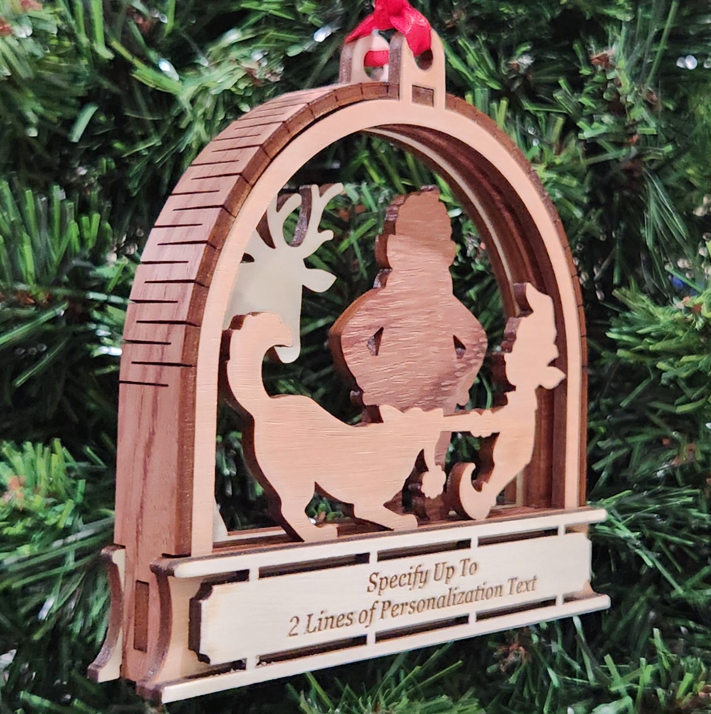 Wood 3D Friskie Dog Ornament 4.25" / Wood