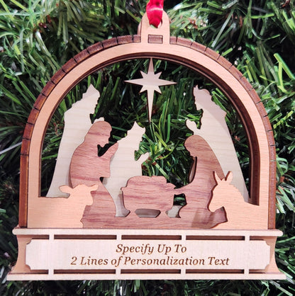 Wood 3D Nativity Ornament 4.25" / Wood