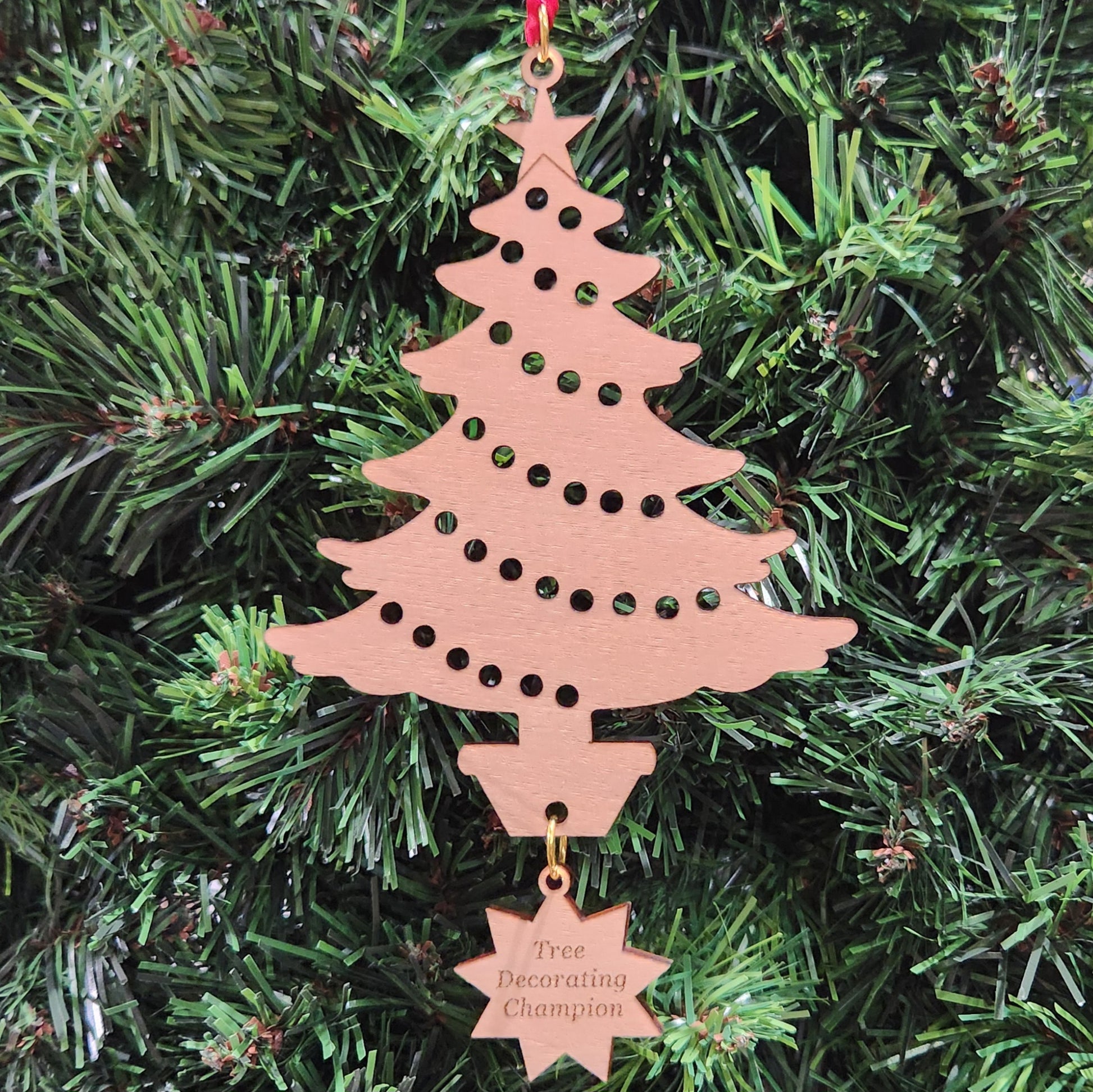 Wood Christmas Tree Ornament 6" / Cherry