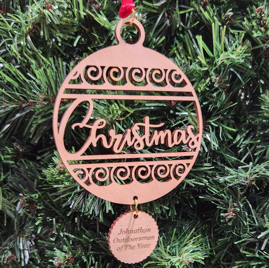 Wood Merry Christmas Ornament 5.25" / Cherry