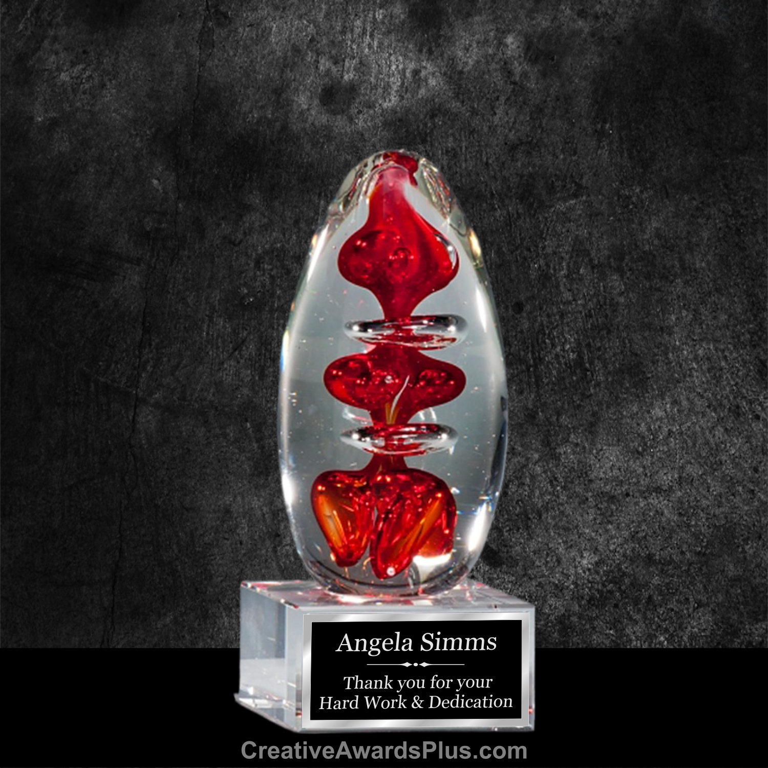 Triple Drop Red Art Glass 5.25" / Red