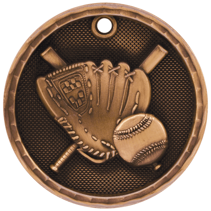 3D Baseball Medal 2" / Bronze (Copper Tone)