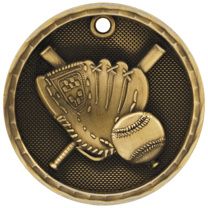 3D Baseball Medal 2" / Gold