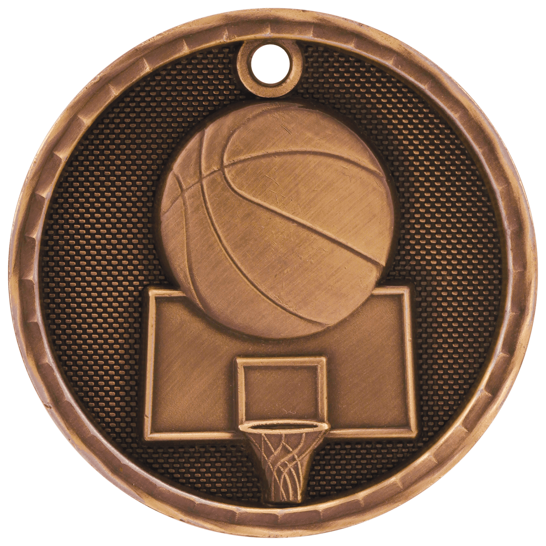 3D Basketball Medal 2" / Bronze (Copper Tone)