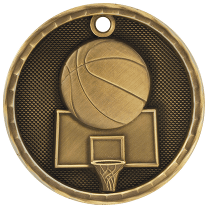 3D Basketball Medal 2" / Gold