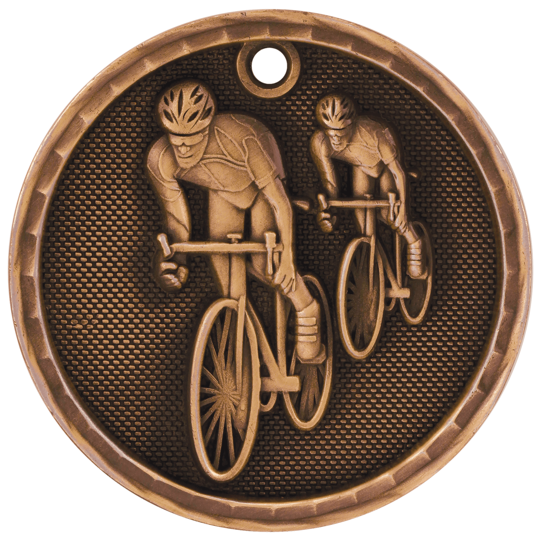 3D Bicycling Medal 2" / Bronze (Copper Tone)