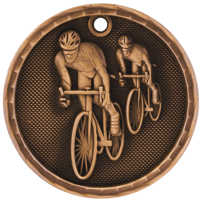 3D Bicycling Medal 2" / Bronze (Copper Tone)