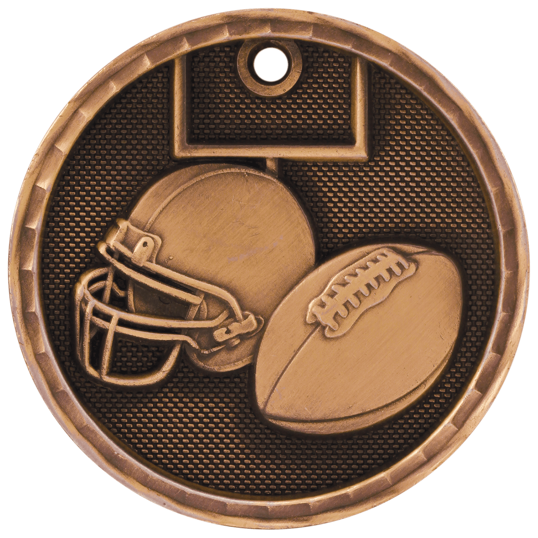 3D Football Medal 2" / Bronze (Copper Tone)