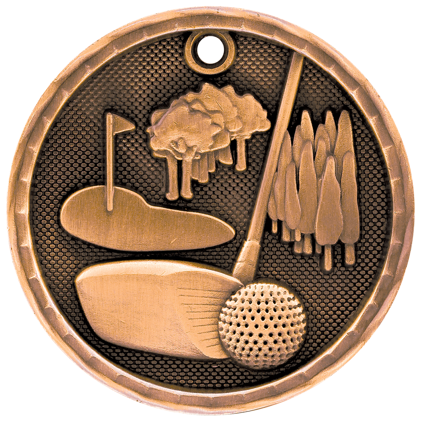 3D Golf Medal 2" / Bronze (Copper Tone)