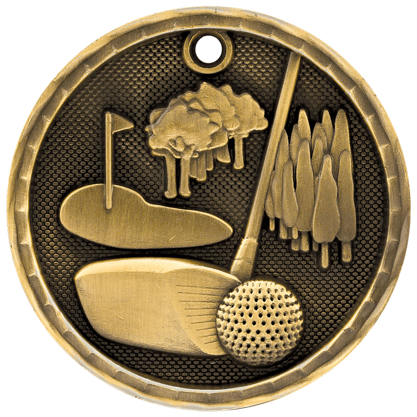3D Golf Medal 2" / Gold