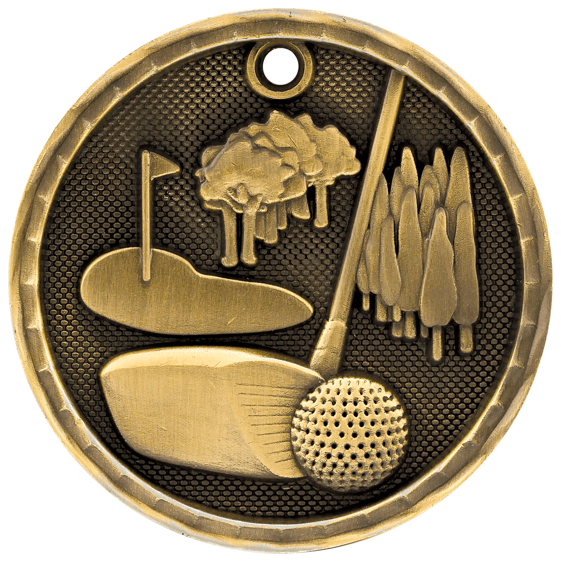 3D Golf Medal 2" / Gold