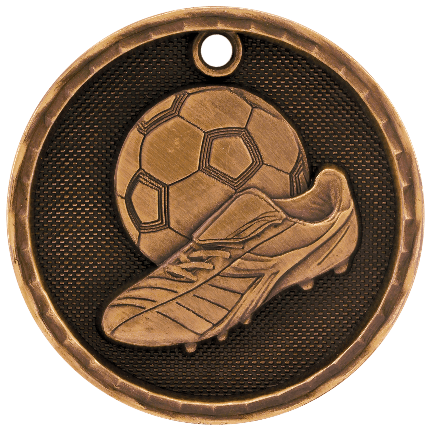 3D Soccer Medal 2" / Bronze (Copper Tone)