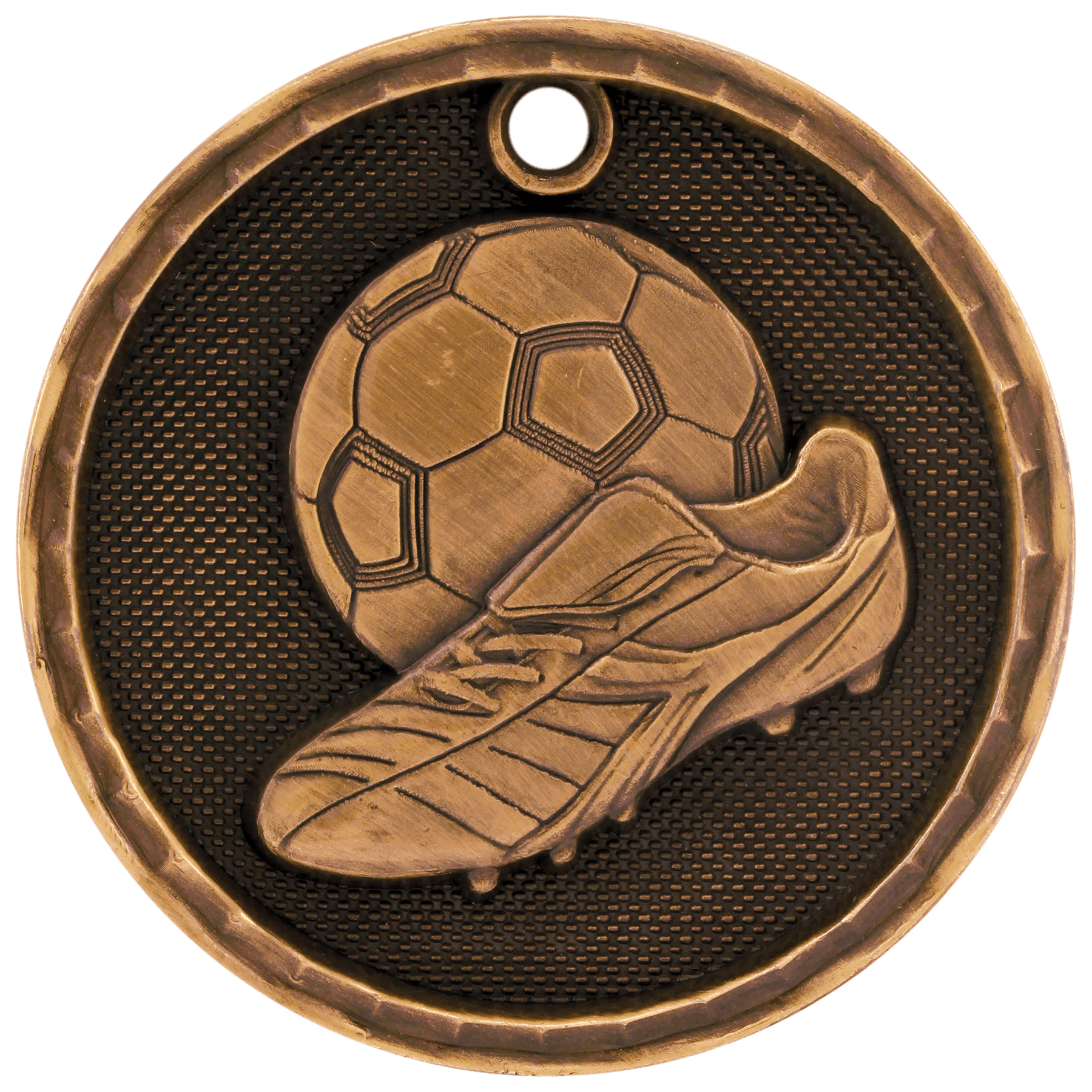 3D Soccer Medal 2" / Bronze (Copper Tone)