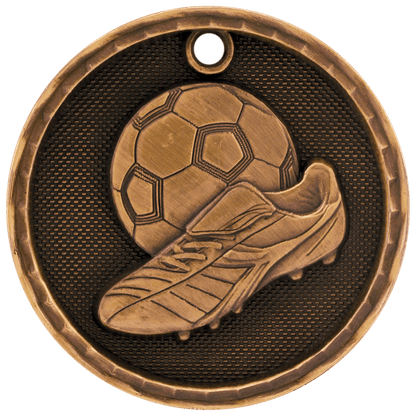 3D Soccer Medal 2" / Bronze (Copper Tone)