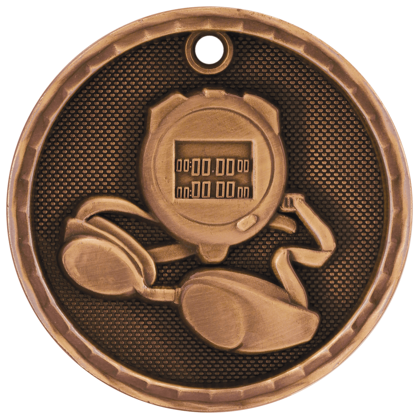 3D Swimming Medal 2" / Bronze (Copper Tone)