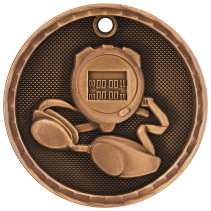 3D Swimming Medal 2" / Bronze (Copper Tone)