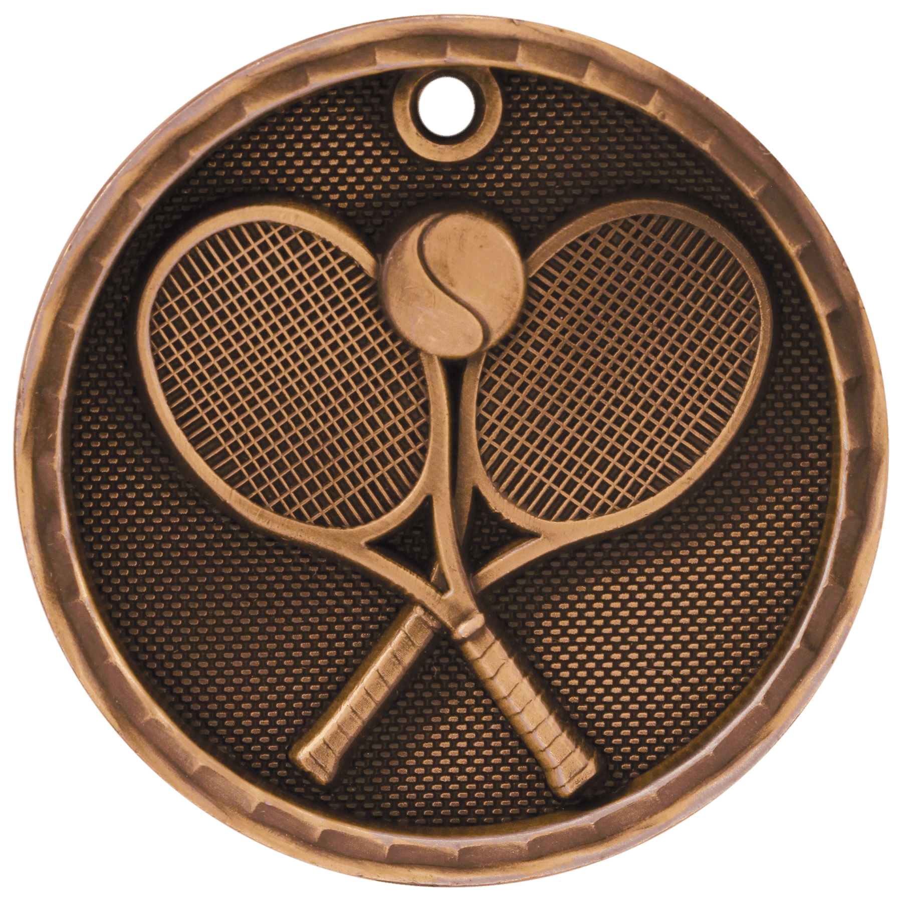 3D Tennis Medal 2" / Bronze (Copper Tone)
