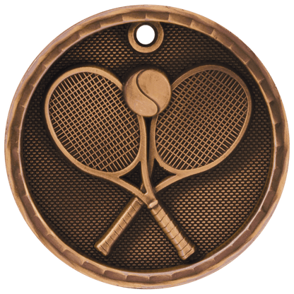 3D Tennis Medal 2" / Bronze (Copper Tone)