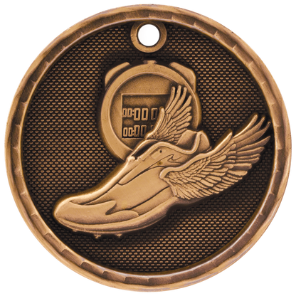 3D Track Medal 2" / Bronze (Copper Tone)