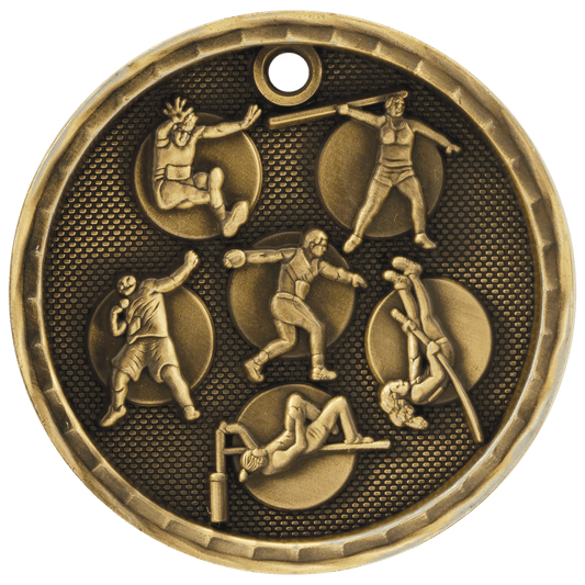 3D Track and Field Medal 2" / Gold