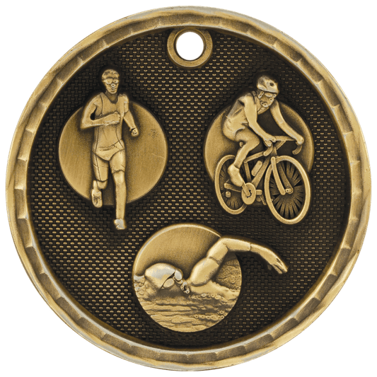 3D Triathlon Medal 2" / Gold