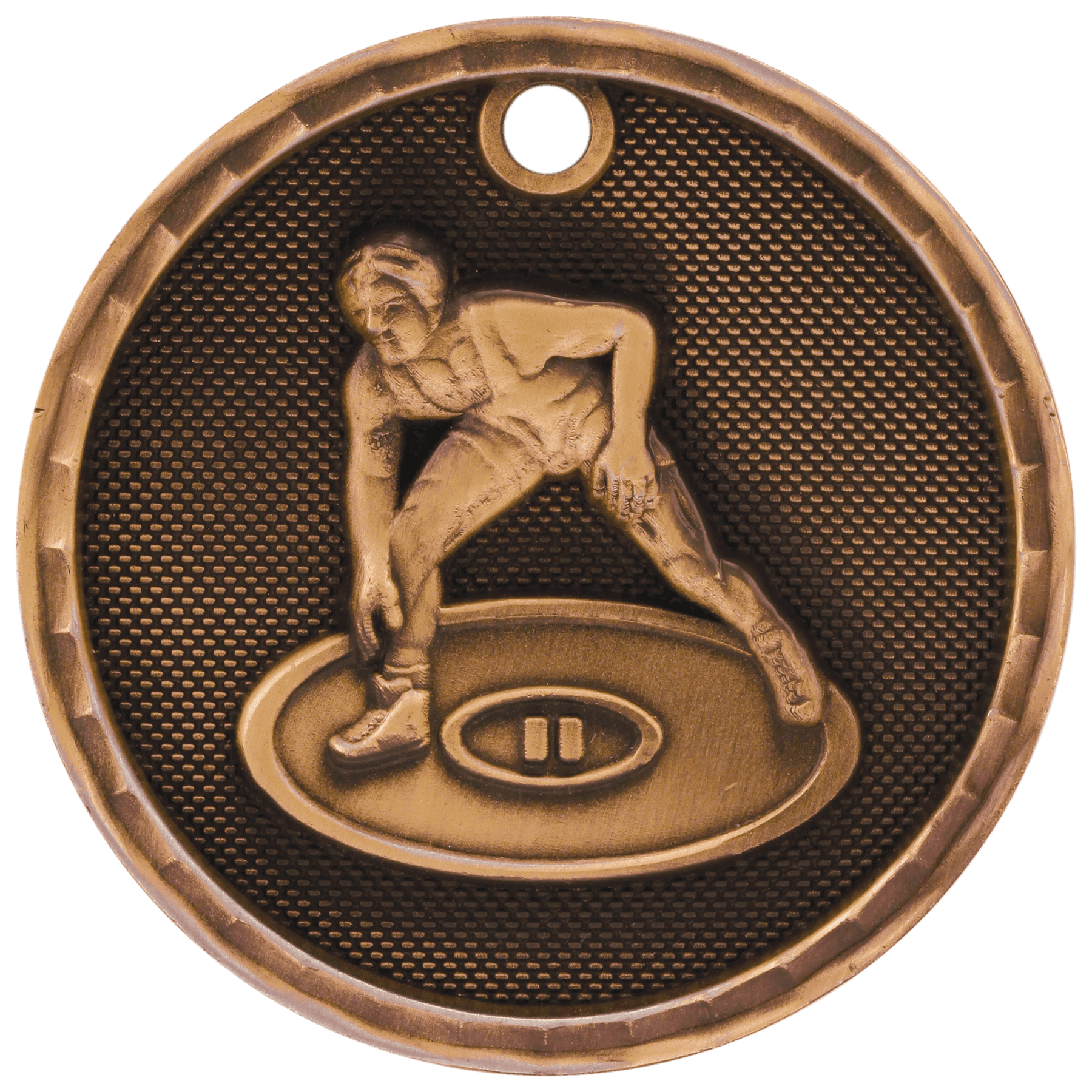3D Wrestling Medal 2" / Bronze (Copper Tone)