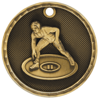 3D Wrestling Medal 2" / Gold