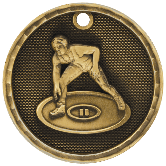 3D Wrestling Medal 2" / Gold