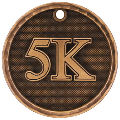 3D 5K Medal 2" / Bronze (Copper Tone)