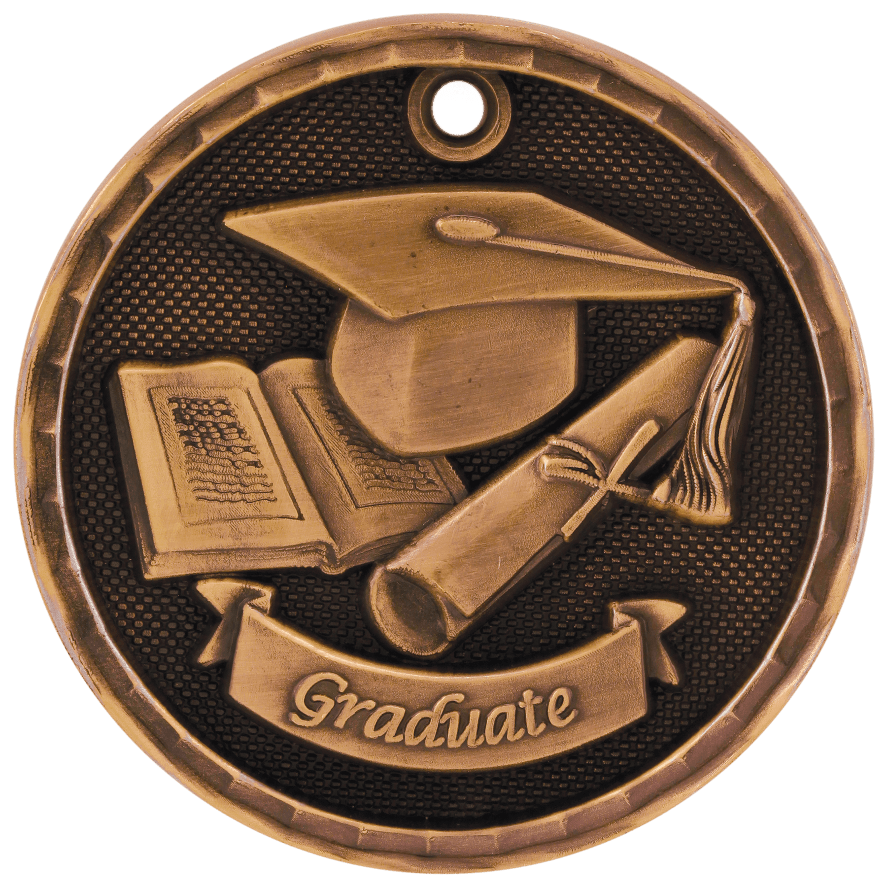 3D Graduate Medal 2" / Bronze (Copper Tone)