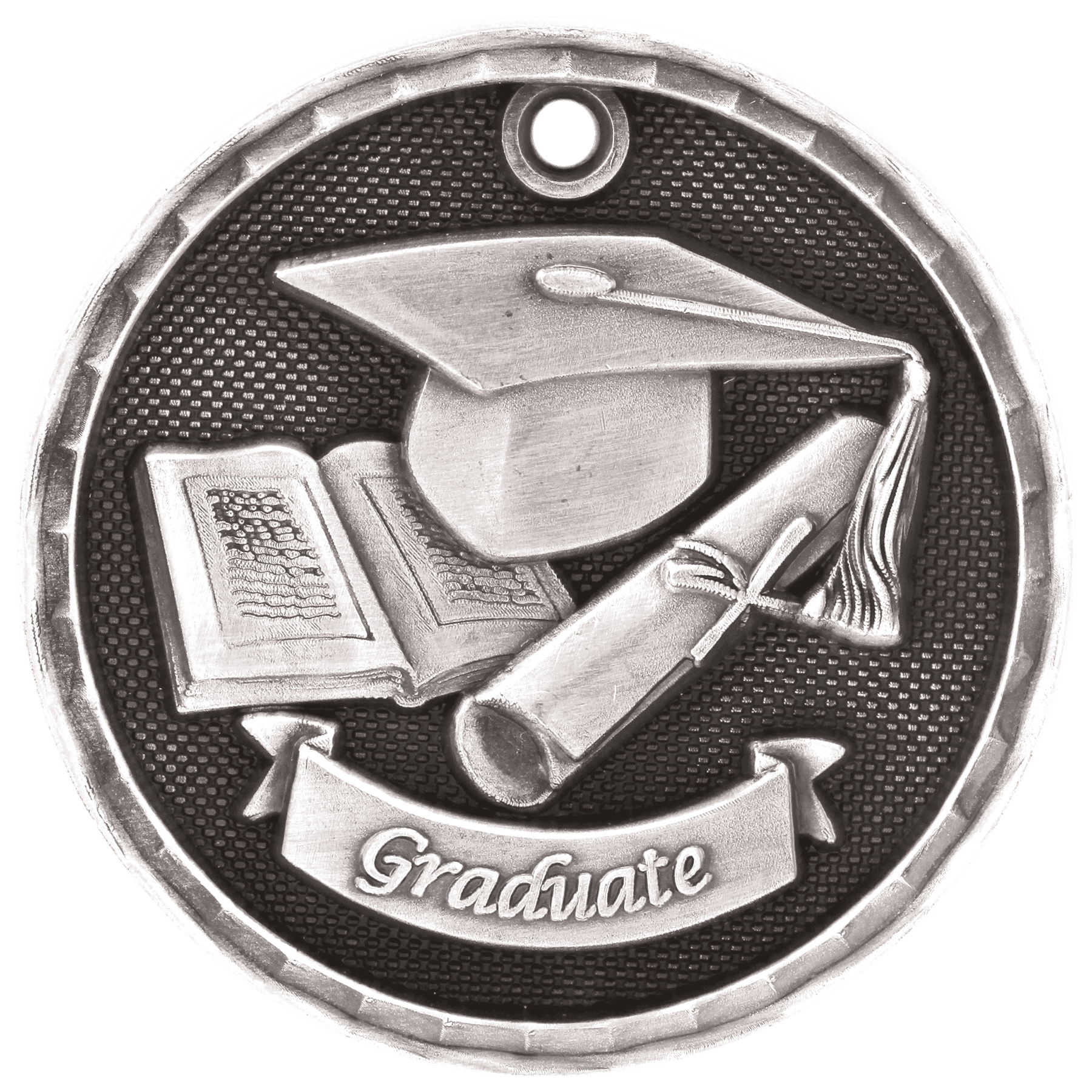 3D Graduate Medal 2" / Silver