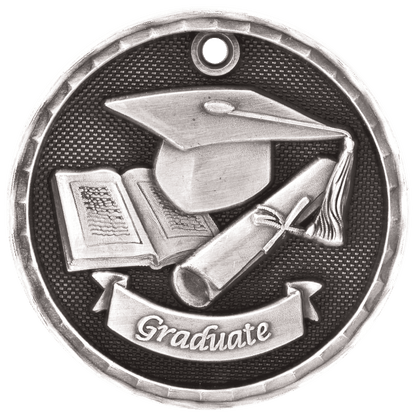 3D Graduate Medal 2" / Silver