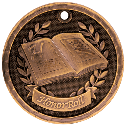 3D Honor Roll Medal 2" / Bronze (Copper Tone)
