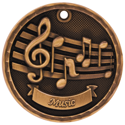 3D Music Medal 2" / Bronze (Copper Tone)