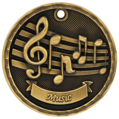 3D Music Medal 2" / Gold