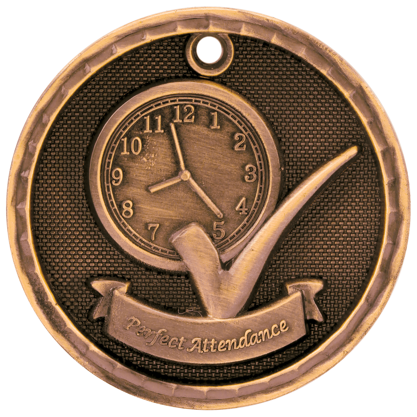 3D Perfect Attendance Medal 2" / Bronze (Copper Tone)