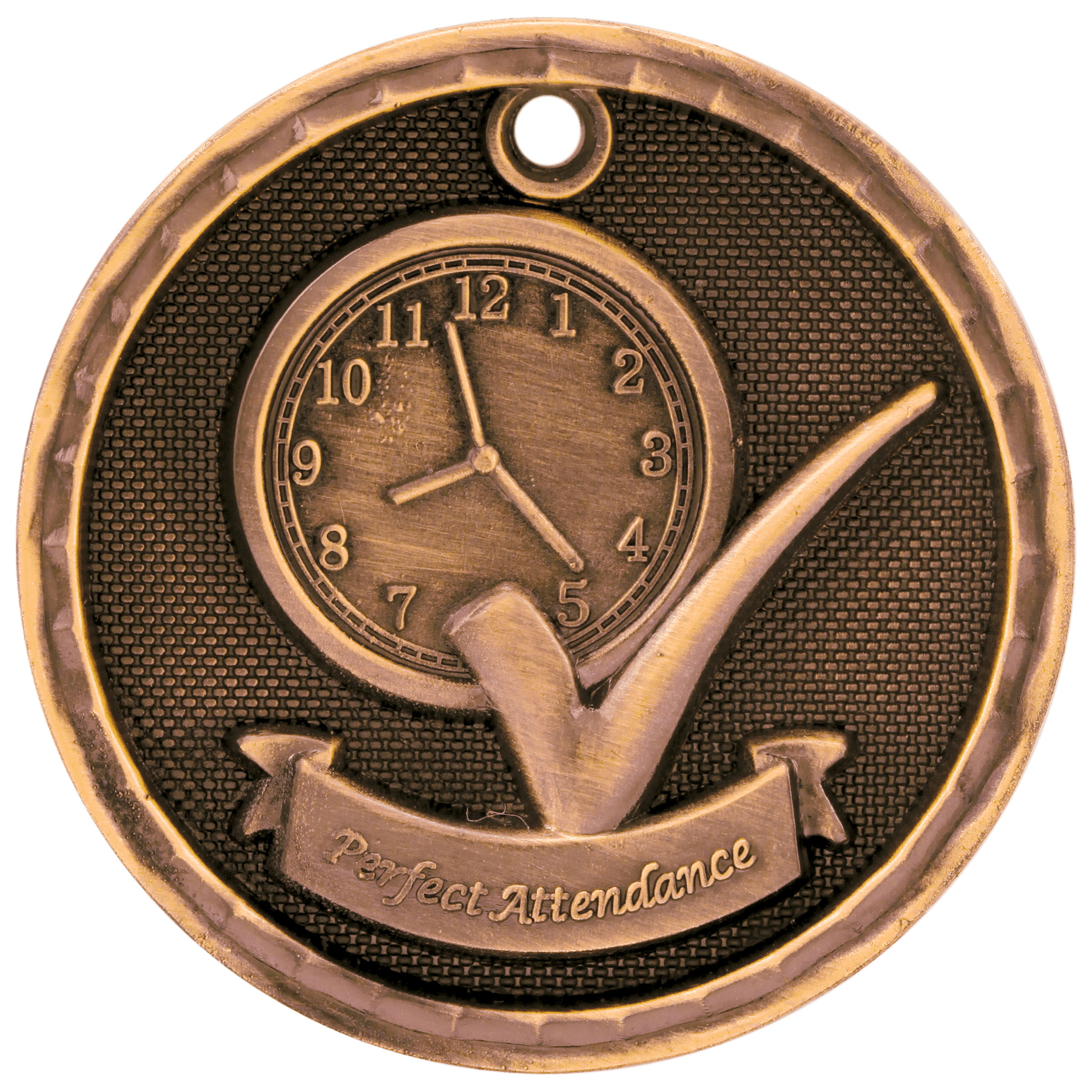 3D Perfect Attendance Medal 2" / Bronze (Copper Tone)