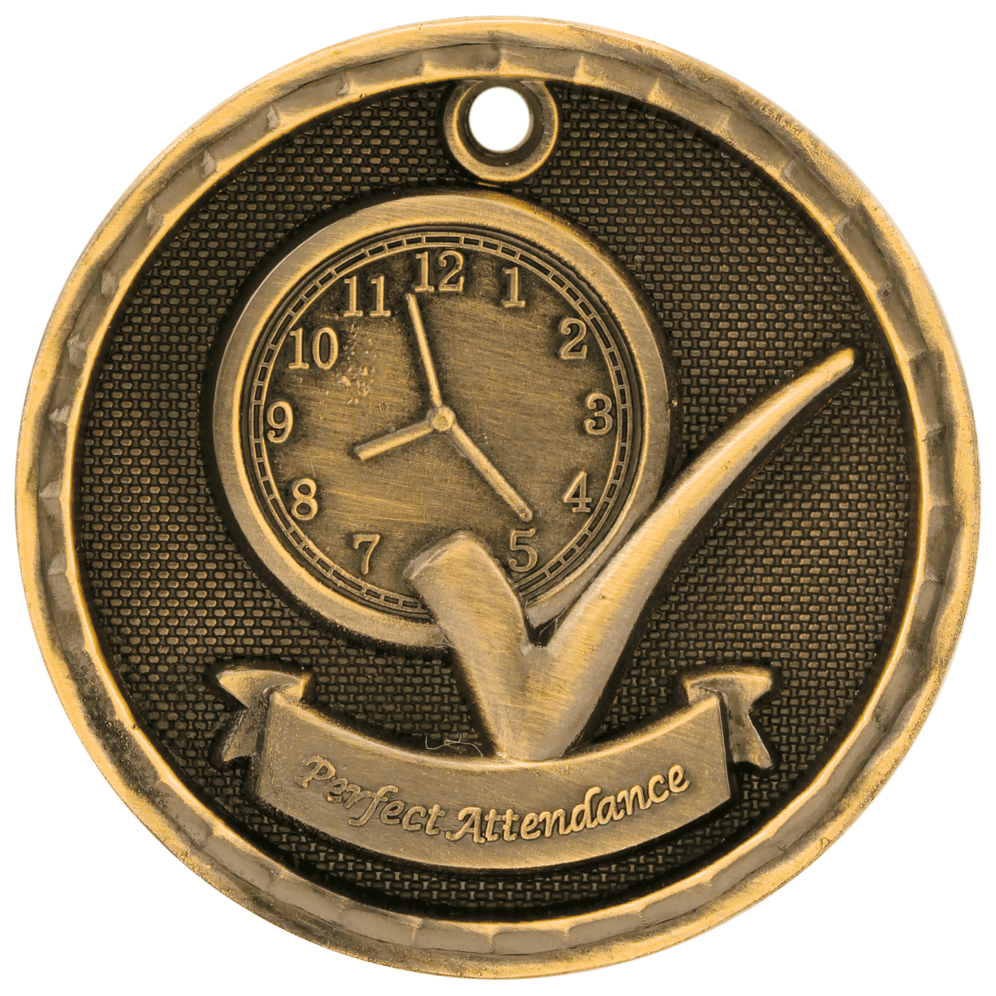 3D Perfect Attendance Medal 2" / Gold